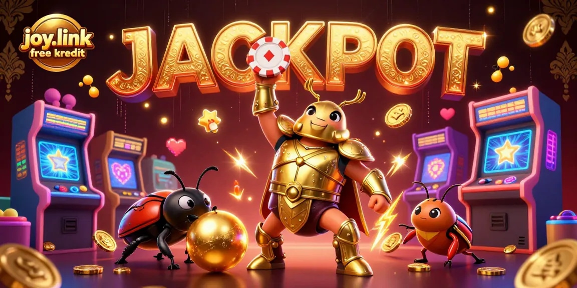 Experience the thrill of joy.link free kredit with a victorious beetle in a glowing casino scene.