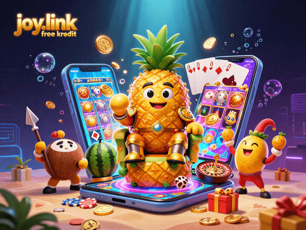 Engage with joy.link free kredit as the golden pineapple king reigns amidst colorful slots and poker action.