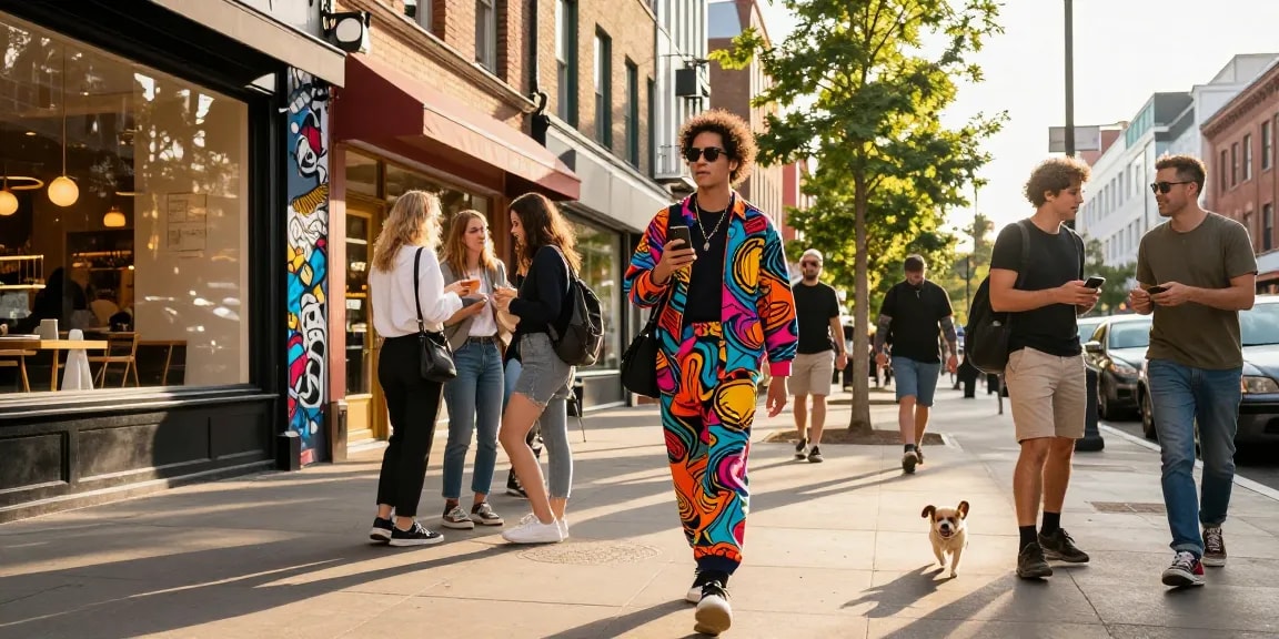 Trendy urban lifestyle in the vibrant streets of https://www.sukan8a.com/ showcasing colorful fashion and energetic city life.
