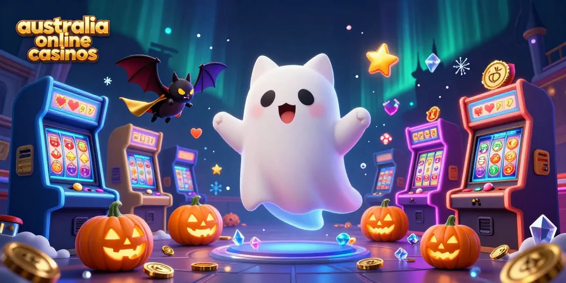 Play exciting games at australia online casinos featuring glowing ghost cats and dynamic slot elements.
