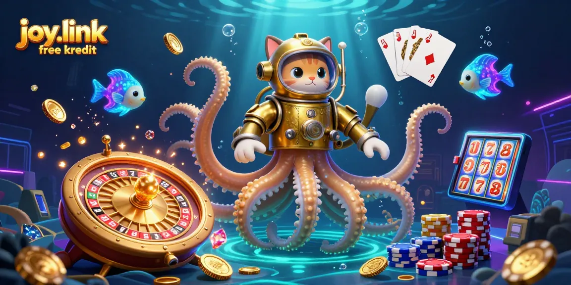Experience joy.link free kredit with a captivating casino underwater adventure featuring a colossal kraken and vibrant game elements.
