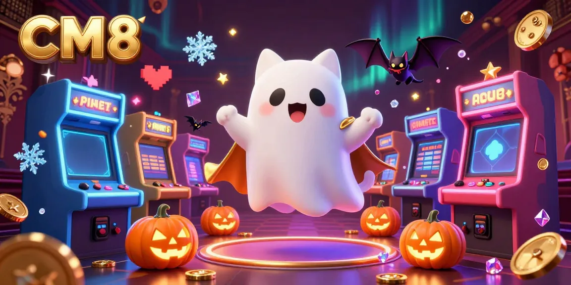 Experience thrilling games at CM8 with ghost cat, vampire bat, and glowing jack-o-lanterns.