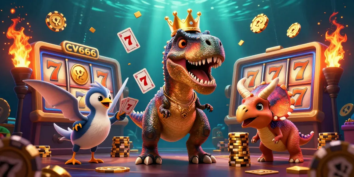 Engage in thrilling gaming action with CV666's vibrant visual celebration of slots and jackpots.