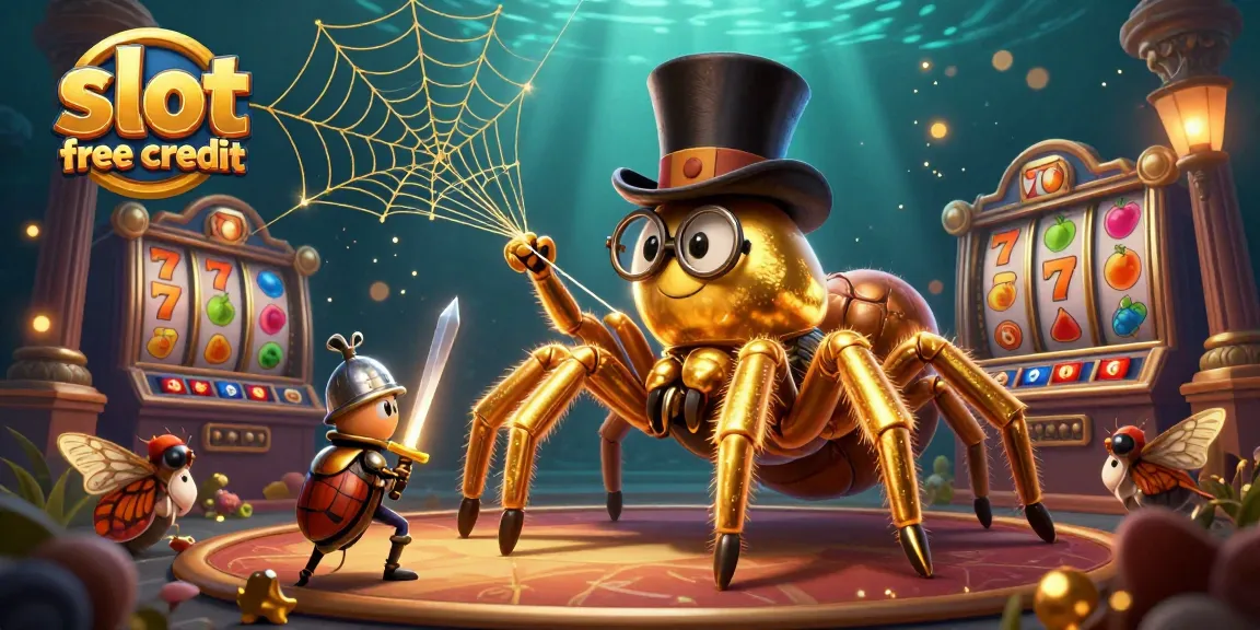 Spin the reels with slot free credit in a vibrant 3D casino scene featuring unique characters.