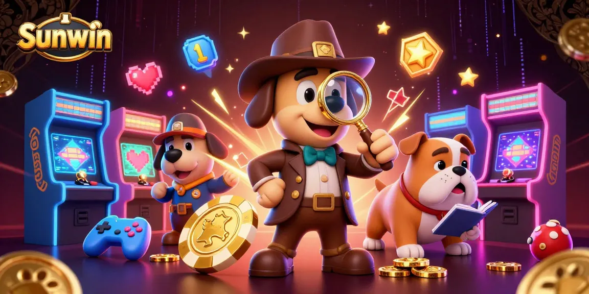 Sunwin showcases engaging characters solving poker mysteries with vibrant casino games in a colorful scene.