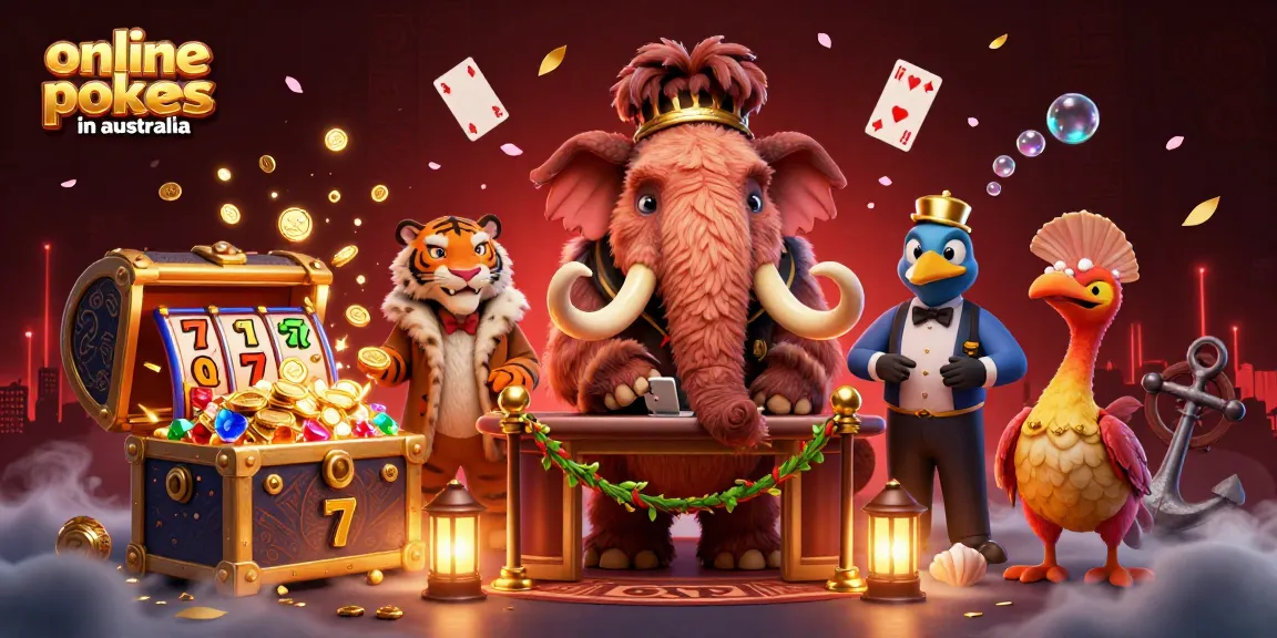 Spin and win with online pokies in Australia featuring vibrant casino characters and dynamic gameplay elements.